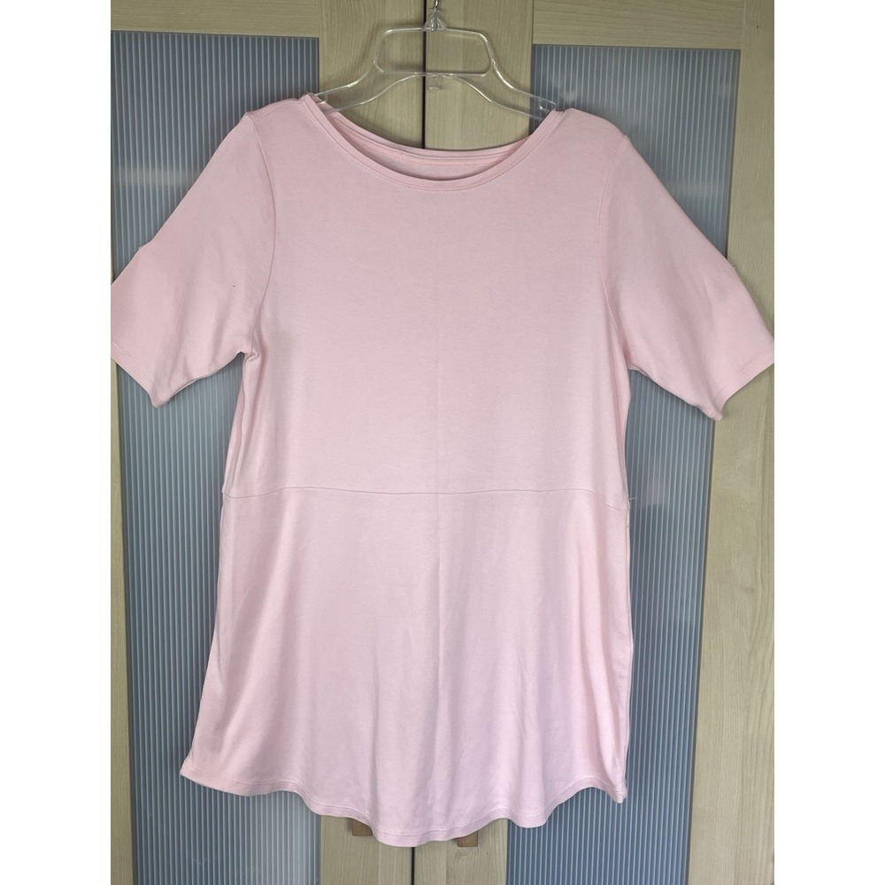 J.Jill Pima Cotton 3/4 Sleeve Shirttail Tee Pink S Casual Summer‎ Beach Resort